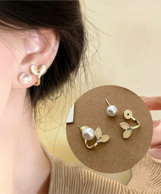 Zennie Flower Stone Stud Earring For Girls and Women 2 pcs/set Beads Alloy Stud Earring