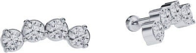 ANUSHKA JAIN JEWELLERY 925 Sterling Silver Curved Stud Earrings Cubic Zirconia Sterling Silver Stud Earring
