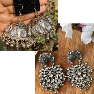 Ashir Combo of 2 Jhumki Jhumka Earrings with Drop Danglers Earring for Women and Girls Alloy Chandbali Earring