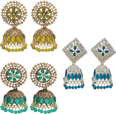 Malana Merino Women Earring Jhumka Ethnic Jewelry Jhumki Set of 3 Earrings Wedding Accessories Alloy Jhumki Earring