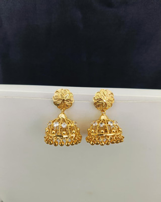 Kowsalya Gold Covering WOMEN JHUMKA Diamond Brass Jhumki Earring