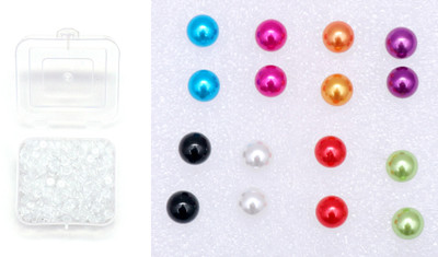 navjai Stud Earring Round Pearl 8mm PinBall Earring Mixcolor Earring Set for Girl Women Pearl Plastic Stud Earring