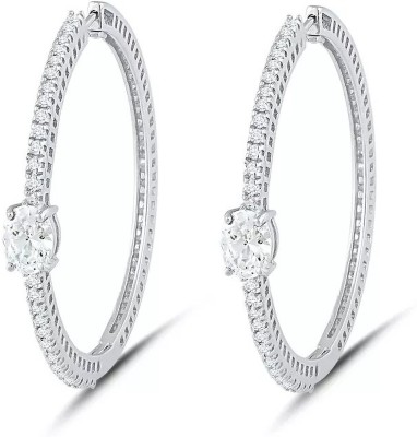 Ayushi Jewels AJ36 Diamond Sterling Silver Hoop Earring