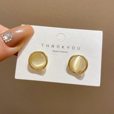 Dressberry Modern Golden Round Style Korean Earrings Alloy Stud Earring