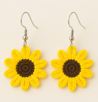 Loveandloopby MK Sunflower Earrings for Women & Girls – Yellow (1 Pair) Metal Drops & Danglers