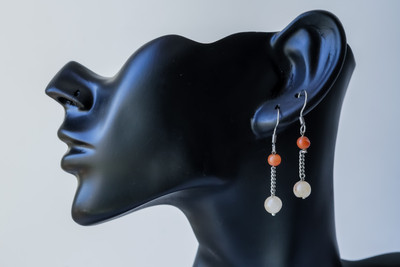 SHRIM Traditional Beads Gemstone Earring Jewelry For Women Carnelian Brass Drops & Danglers