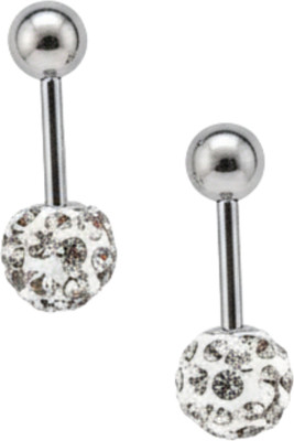 FOGGMART Round Diamond Design Silver Stud Earrings for Men Women, Unisex Wear, Screw Back Diamond, Cubic Zirconia Stainless Steel, Metal Stud Earring, Earring Set