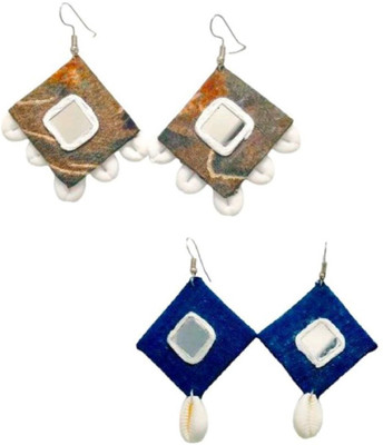 Aakrit creations fabric Earrings with Cowrie Fabric Earring Set