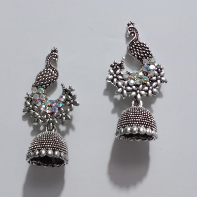 Rivi jewel junction Trendy Oxidised Peacock Earrings For Women And Girls Alloy Jhumki Earring, Drops & Danglers