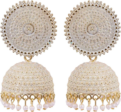 Shree Ju Traditional and Exclusive Attractive Meenakari White Jhumka For Girls and Women Pearl, Beads Brass Jhumki Earring, Tassel Earring, Clip-on Earring, Drops & Danglers, Earring Set