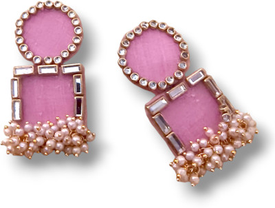 DIPRIYA GALLERY PINK DROP EARRINGS 01 Fabric Stud Earring
