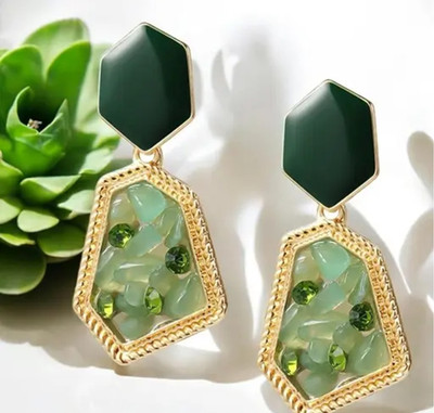 Rashnaworld 1_1_0055_acryclic green Alloy Stud Earring