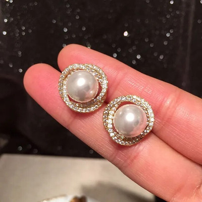 neze NZ 26 Silver Graceful Pearl Ear Studs get 1 box free of floating frame box Alloy Clip-on Earring