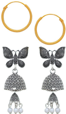 Raj And Deb Premium Silver Oxidiesd Pated Daily Wear Earrings For Daily Wear Brass, Alloy Jhumki Earring