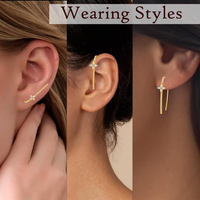 THANU'S CRAFT White AD Stone Cuff Studs Diamond Metal Cuff Earring