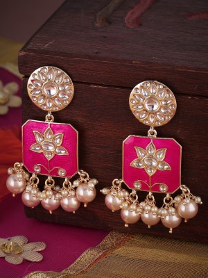 Shoshaa Gold-plated handcrafted kundan & beaded Earrings with pearls Brass Drops & Danglers