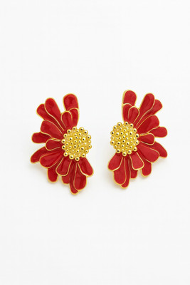 Henuka Red Daisy Korean Earring Alloy Stud Earring
