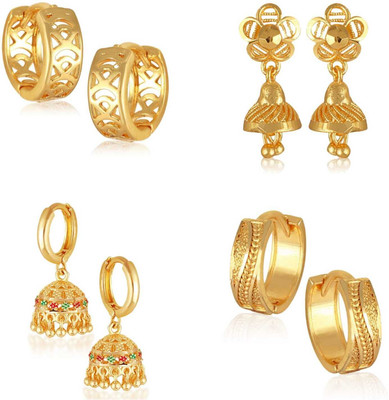 VIGHNAHARTA Golden Alloy Stud Earrings Combo Set(Sales Package-4 Pair Earrings) Brass Stud Earring, Clip-on Earring