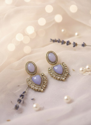 Nikhaar collection Drop Earrings with Diamond-Cut Stones Cubic Zirconia, Amethyst, Pearl Alloy, Brass Drops & Danglers, Jhumki Earring, Cuff Earring, Earring Set, Stud Earring