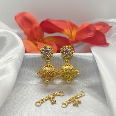 Renus Fashion MRedFlower Jhumka_SideMattal(NEW)_103 Alloy Jhumki Earring