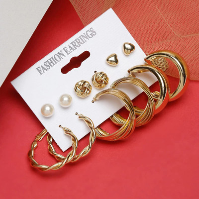 Oralia Pack Of 6 Trendy Alloy Earring Card Combo Alloy Earring Set