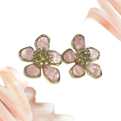 AKISON JEWELS Flower Earrings For Women Floral Earrings Korean Earrings Western Earring Crystal, Diamond, Cubic Zirconia Alloy Earring Set, Stud Earring