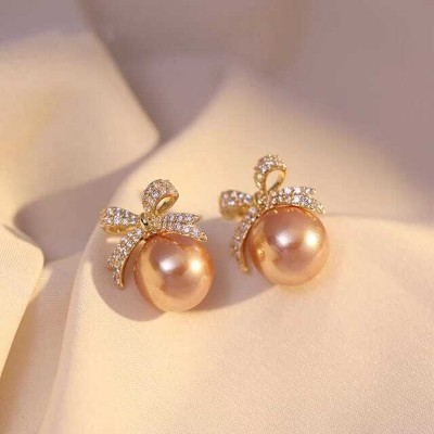 SMARTFASHION BROWN STUD PEARL EARYYING KOREAN COLLECTION PARTY SET EARRING Pearl Alloy Stud Earring