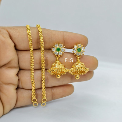 Renus Fashion MGreenFlower Jhumka_SideMattal(NEW)_102 Alloy Jhumki Earring