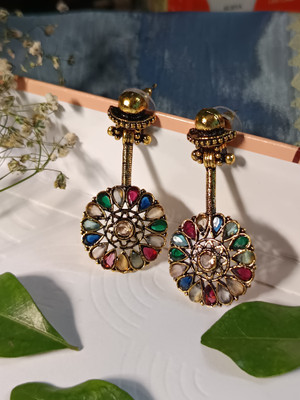 Shivaay Jewels Mehandi polish drop & dangles earring set for women & girls Zircon Brass Drops & Danglers, Earring Set, Plug Earring, Huggie Earring
