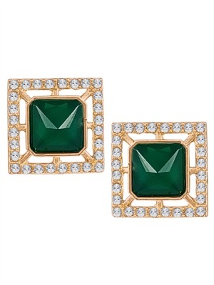 alysa Square Shaped Gold Pated With American Diamond Earrings For Women & Girls Alloy Stud Earring