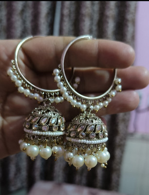 PADMAVAT E001 Pearl Brass, Metal, Gold Jhumki Earring