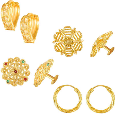 VIGHNAHARTA Golden Alloy Stud Earrings Combo Set(Sales Package-4 Pair Earrings ) Alloy Clip-on Earring, Stud Earring
