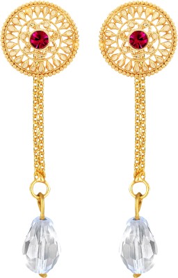 VIVASTRI Removable Stud & Drop Combo Earring -( 1 Pair Stud,1 Pair Crystal Chain) Cubic Zirconia Alloy Drops & Danglers