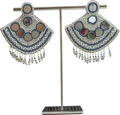 CUTDANA Mirror Crescent Handcrafted Earrings Fabric Earring Set