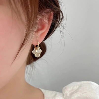 TheVineGirl Korean Opal Stone Cat Eye Spiral Earrings For Females Opal Alloy Hoop Earring