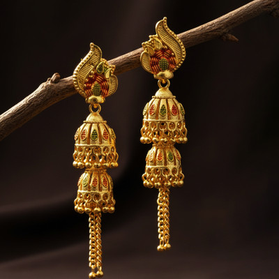 stylewind Traditional Gold Plated Temple Alloy Jhumki Earring