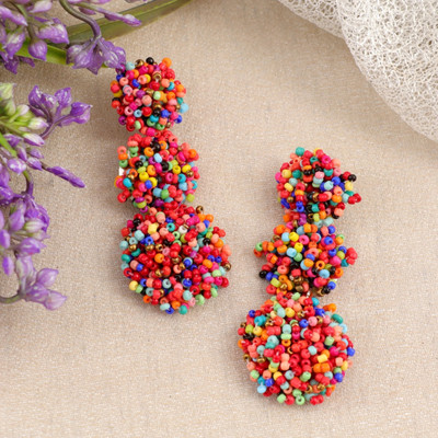 University Trendz Hand-Beaded, Hoops: Vibrant Fringe, Stainless Steel. And Crafted For Comfort. Plastic, Alloy Plug Earring, Hoop Earring, Tassel Earring