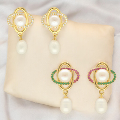 Sri Jagdamba Pearls Mumtaz Combo of 2 Pair Earrings Pearl Alloy Stud Earring