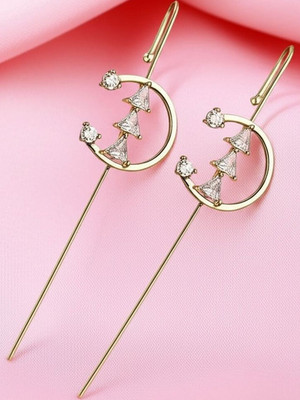 Dressberry Trendy Pack Of 2 Gold Plated Zircon Studded Ear Cuff Cubic Zirconia Alloy Cuff Earring