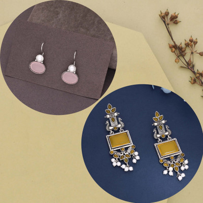 Vedda Silver Earring for Women & Girls Beads Brass Drops & Danglers, Stud Earring