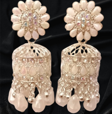 Reshu TRADITIONAL WHITE JHUMKHAS Pearl Brass Jhumki Earring