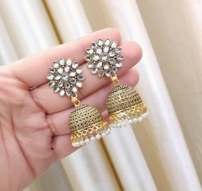 Jeweave Ethnic Floral Design Jhumki Earrings | Sunflower Style Ethnic Jewelry Alloy Jhumki Earring