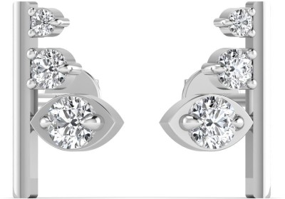 FIERYFLAIR 925 Silver Majestic Triad Three Stone Cubic Zirconia Sterling Silver Stud Earring