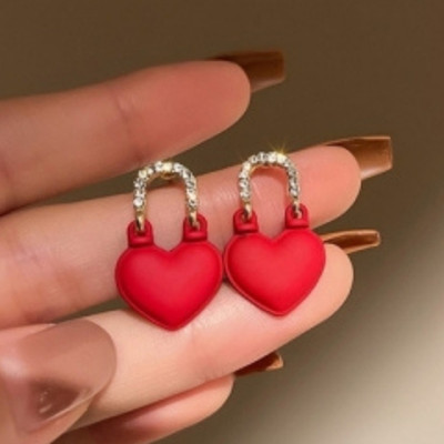 MSK Red purse earrings Alloy Tunnel Earring, Stud Earring