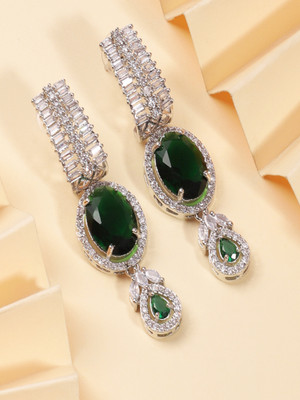 Bhagya Lakshmi Ad Green Stone earring Alloy Jhumki Earring