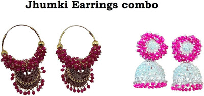 JMBW INTERNATIONAL 2 Combo Handcrafted Indian Jhumki Designs Beads Alloy Jhumki Earring