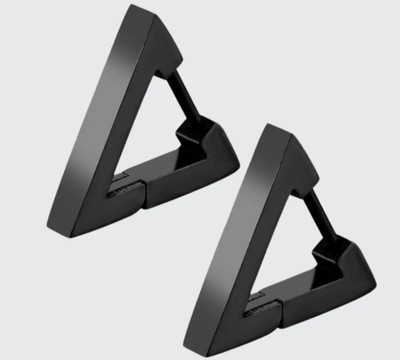 MAATRCHAAYA Stylish Black Unisex Triangle Hoop Stud Earrings Stainless Steel Hoop Earring