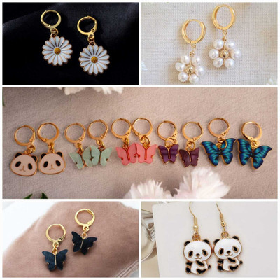 ELCETRATD JEWELLERY Shimmering beautiful pack of 9 earrings combo for women and girls Crystal Alloy Earring Set