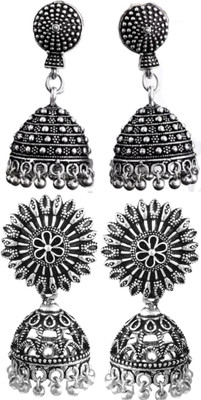Haniya Oxidized Silver plated handmade Jhumka Jhumki Earrings Brass, German Silver Jhumki Earring