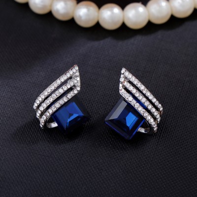 neze NZ 200 Royal Blue Stone Earing Alloy Clip-on Earring